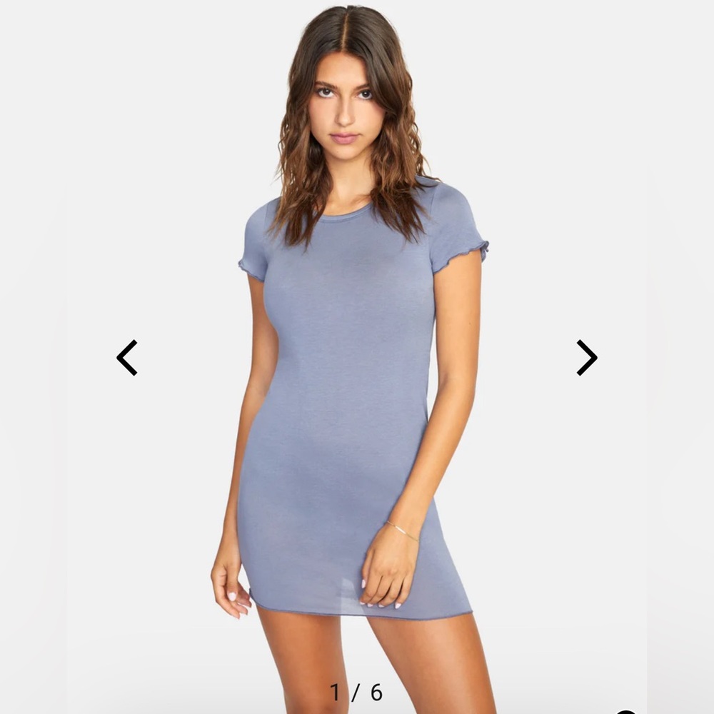 RVCA Rover T-shirt Dress - Blue Grey Medium